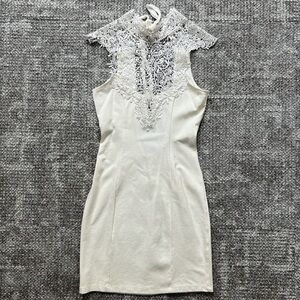 Solemio Cream Lace Mini Dress